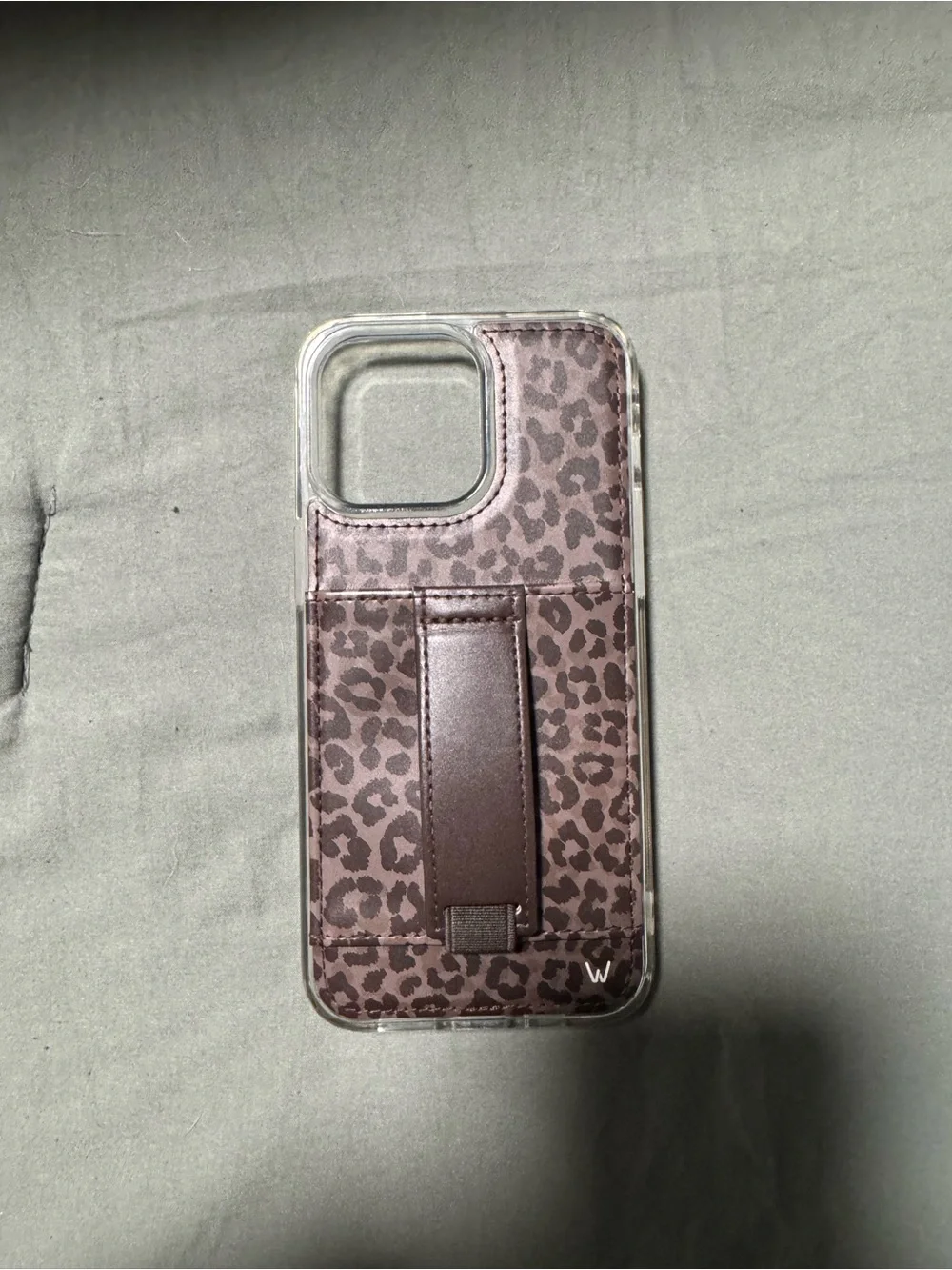 iPhone 15 pro max W Brown Leopard Print Phone Case with Strap